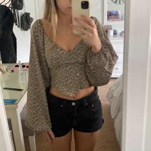 Adorable Muted Green Patterned Tie Top